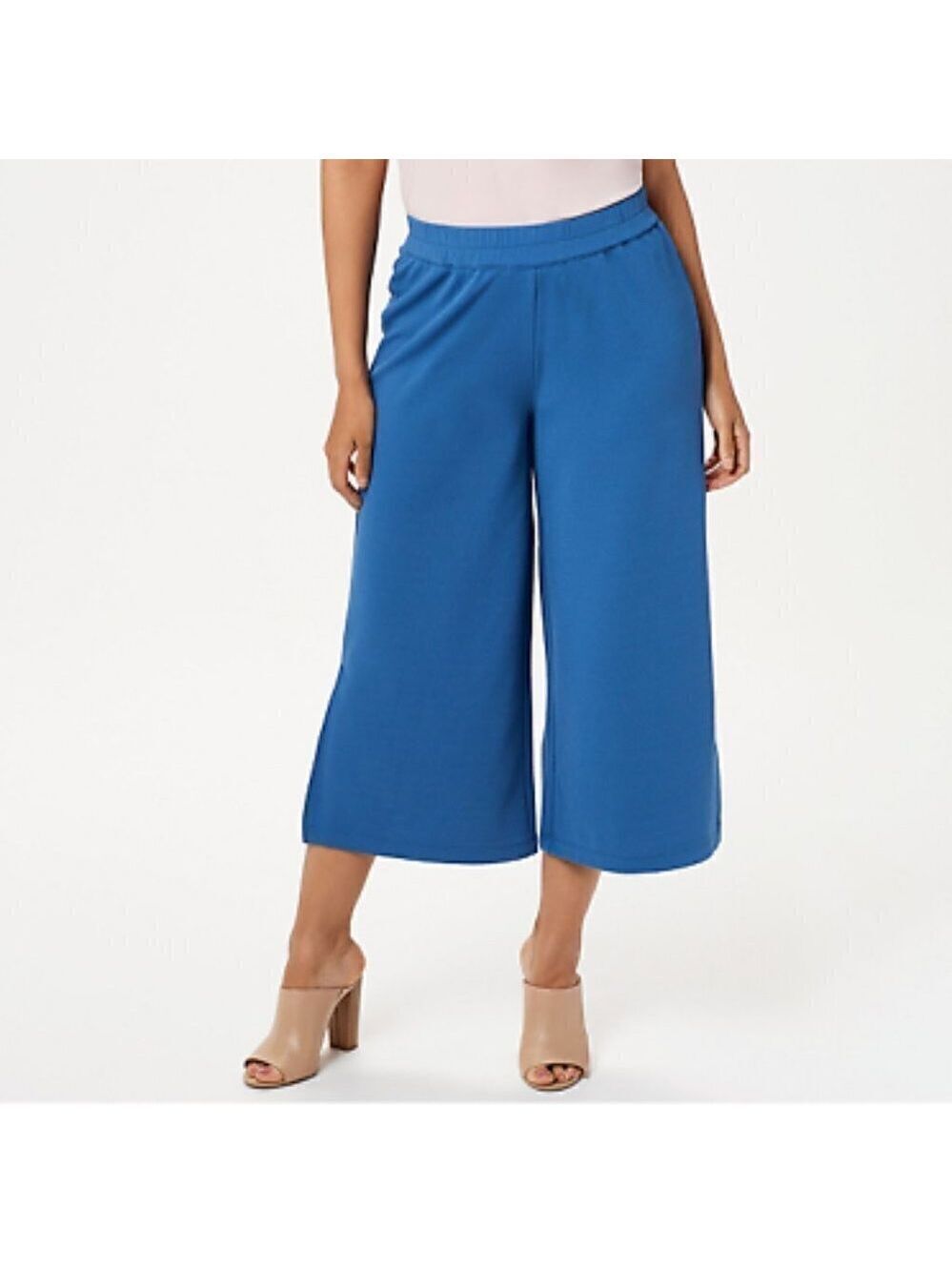 JOAN Rivers BNWOT Women Blue Knit Culottes Sz 2XSmall New Stretch Wide Leg Pants